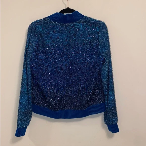 Elie Tahari Blue Sequin Jacket - Picture 7 of 7